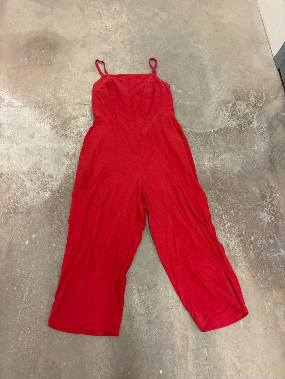 Old navy linen blend Red Wide-Leg Jumpsuit with Spaghetti Straps